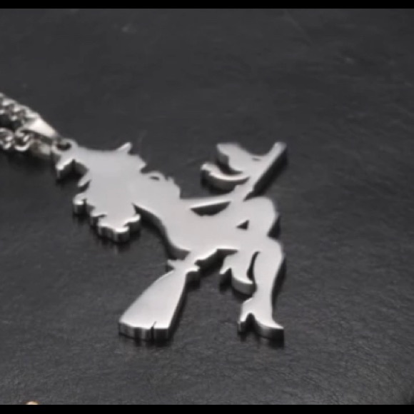 Vintage Witch Broom Cat Stainless Steel Necklace - Picture 2 of 16